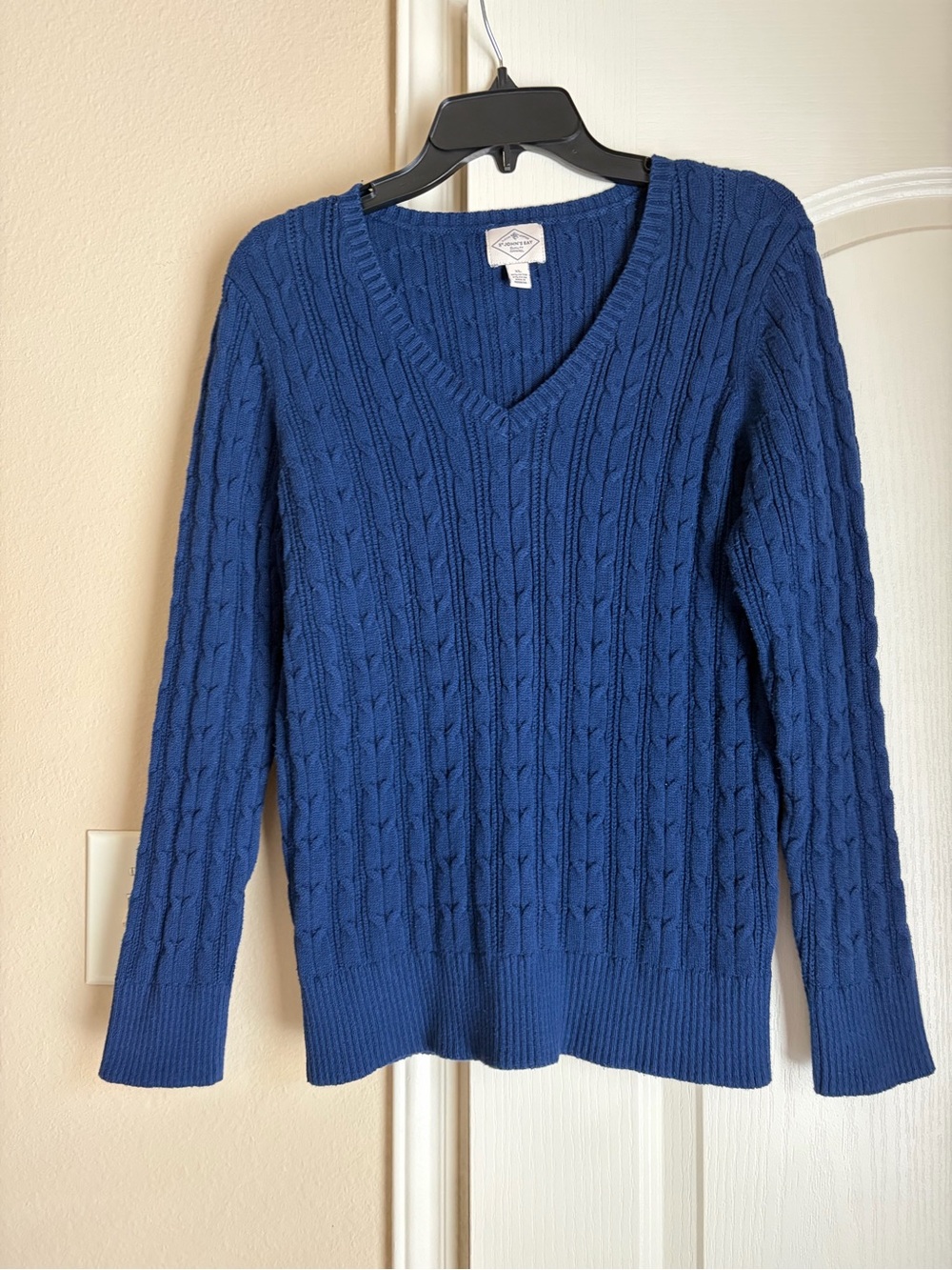 St. John's Bay cotton Cable Knit V-Neck Sweater - Royal Blue